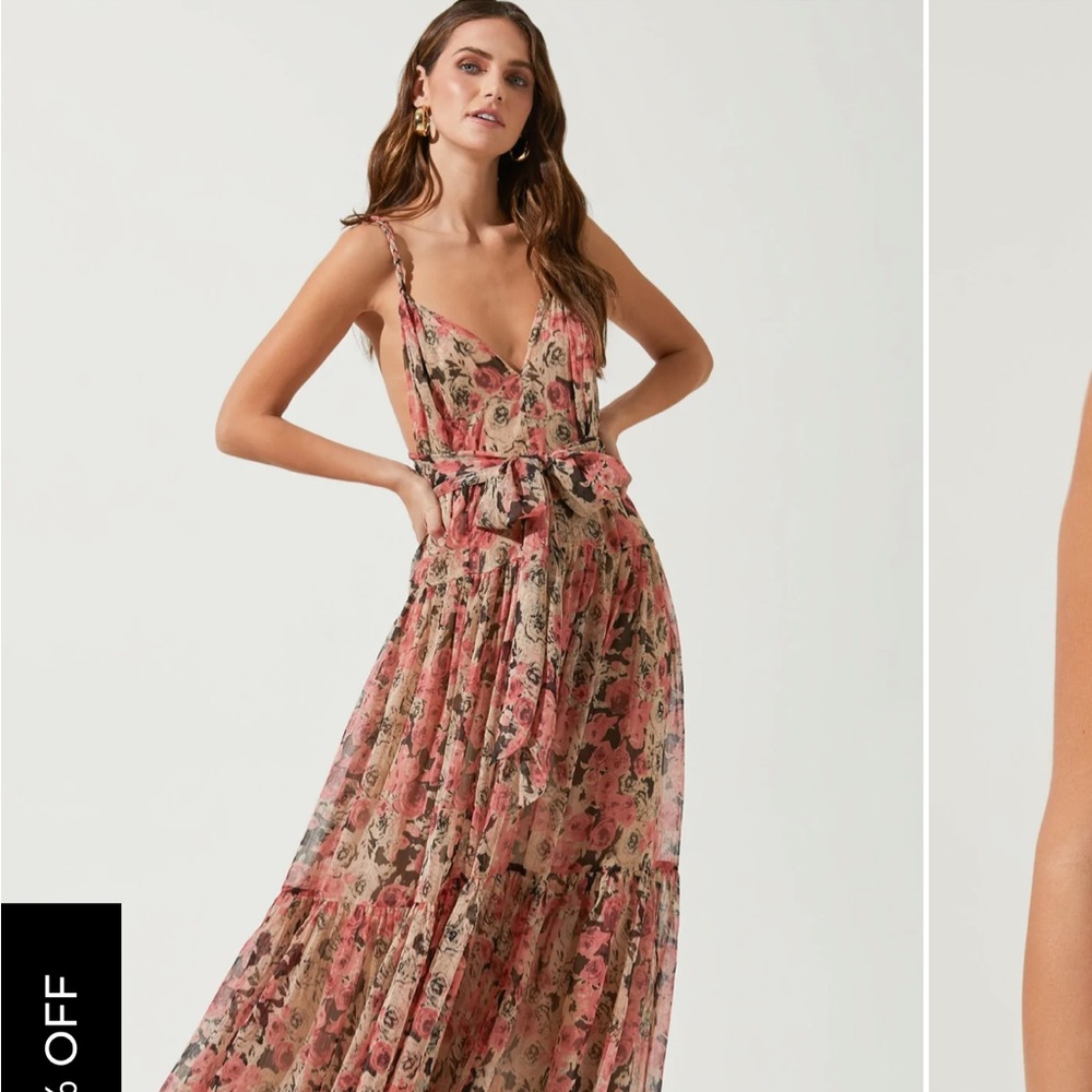 ASTR the Label Eartha maxi taupe pink floral